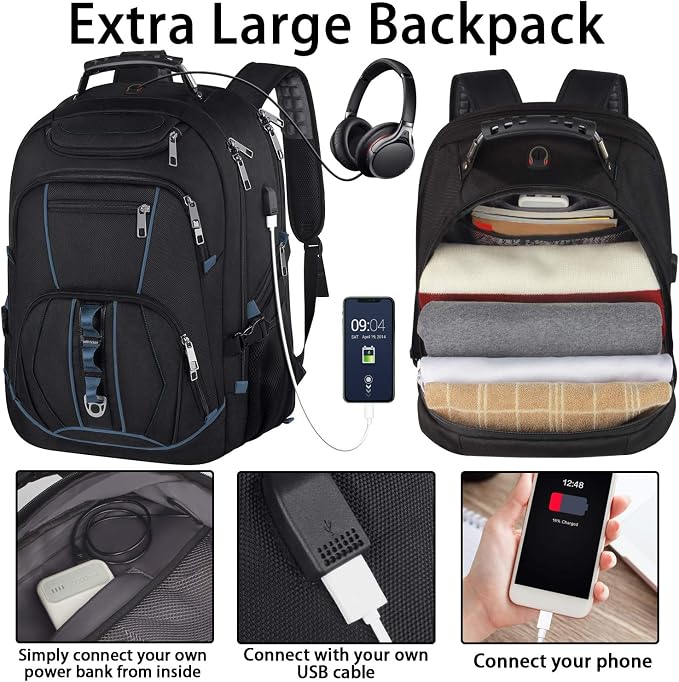 Laptop Backpack, 55L Capacity, TSA Approved, Convenient USB Port, Comfortable - Image 4