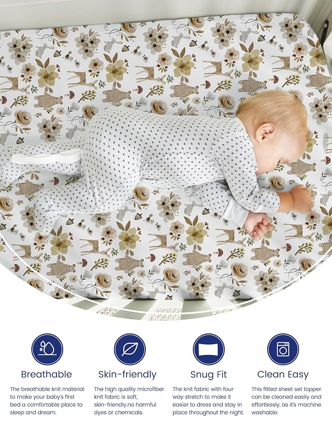 TotAha Premium Soft Pack n Play Sheets, Super Stretchy Jersey Knit Mini Crib - Image 2