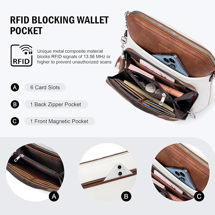 Crossbody Purse for Women, Lightweight Medium Crossbody Bag Soft Leather - Image 3