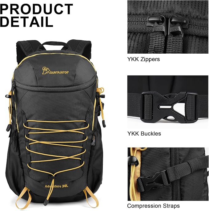 MOUNTAINTOP Hiking Backpack, 30L Camping Backpack, Men Women Hiking Daypack - Image 3