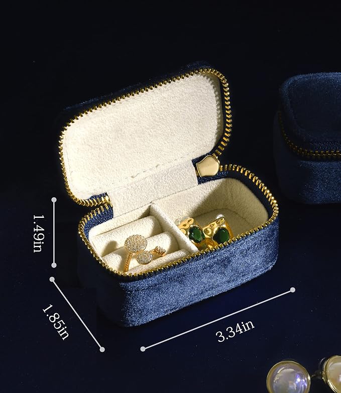 TAIMY Mini Jewelry Travel Case, Velvet Small Travel Jewelry Box, Portable - Image 2