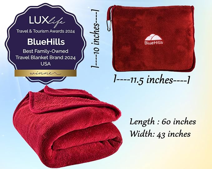 BlueHills Premium Soft Travel Blanket Pillow Airplane Blanket Packed in Soft - Image 3