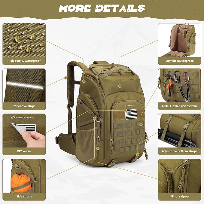 Maelstrom Tactical Backpack for Men, 40L Military Backpack, Water Resistant - Image 2