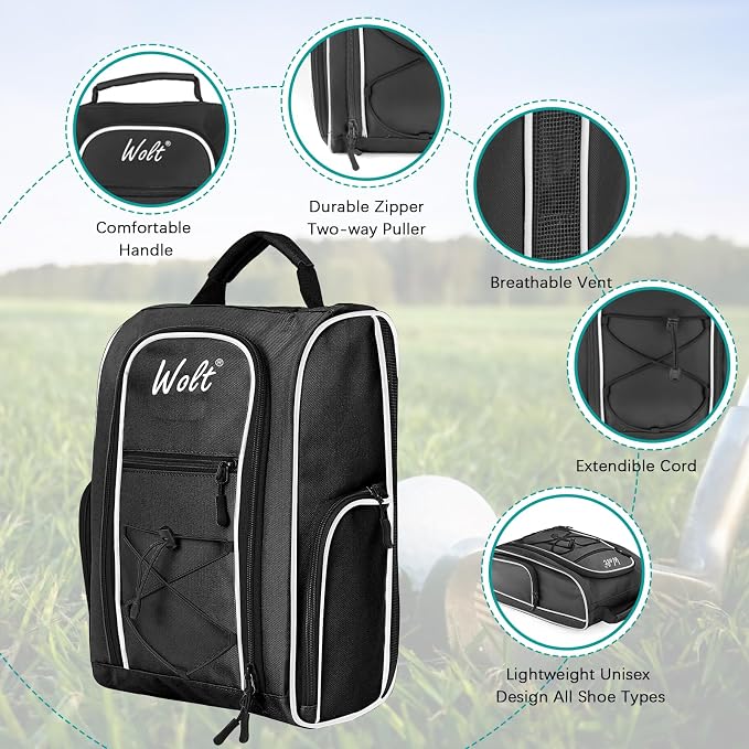 Wolt |Golf Shoe Bag for Travel- Zippered Shoes Carrier Bags - Image 3