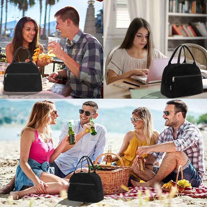 FlowFly Lunch Bag for Women Insulated Lunch Box Corduroy Lunch Tote Cooler for - Image 7