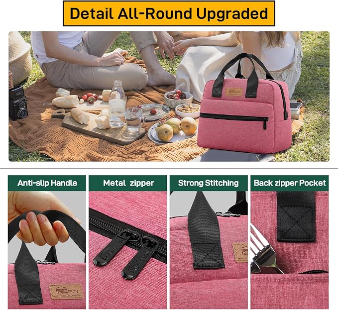 HOMESPON Insulated Lunch Bag for Women Men Lunch Box Cooler Lunch Tote for Work - Image 4