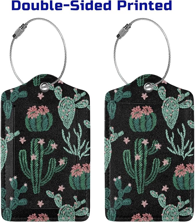 2 Pcs Cute Cactus Luggage Tags for Suitcases for Women Girls Boys Men Travel - Image 4