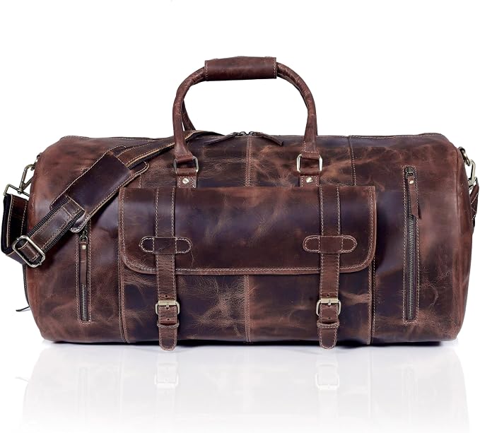 20 Inch Leather Duffel Bags for Men and Women Full Grain Leather Travel by cuero
