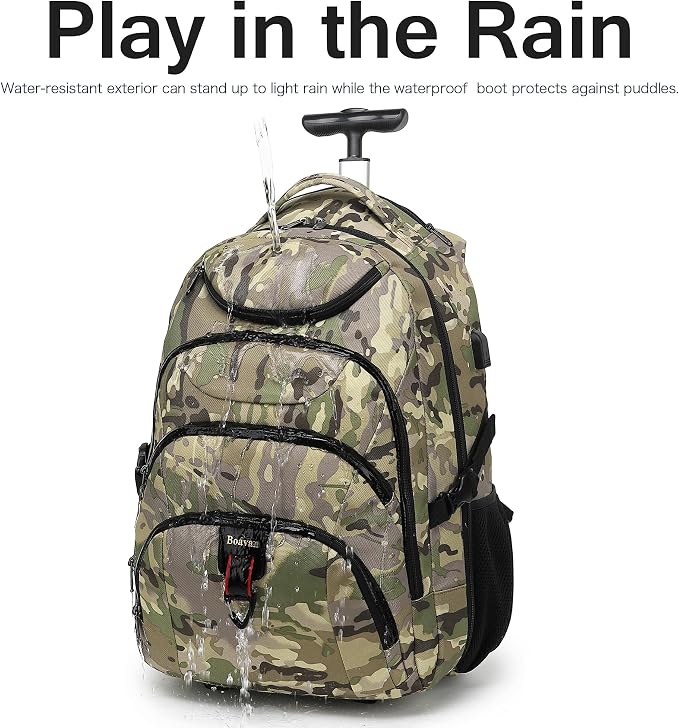 Boavan Rolling Backpack, 17 inch Water Resistant Wheeled Backpack, Carry on - Image 7