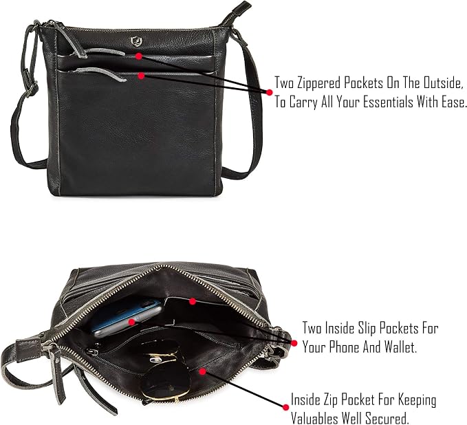 Small Soft Genuine Leather Crossbody Purse Women’s Sling Crossover Shoulder - Image 3