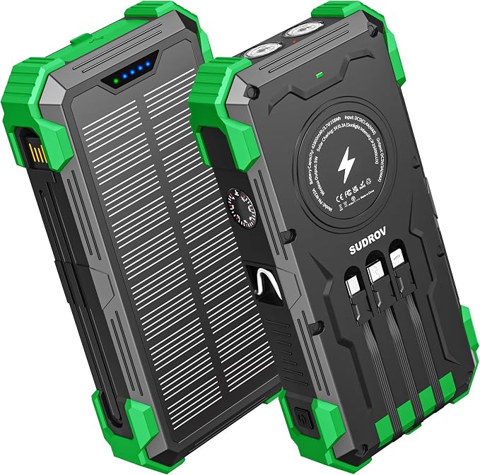 Solar Charger Power Bank, 42800mAh Wireless Portable Charger by Sudrov