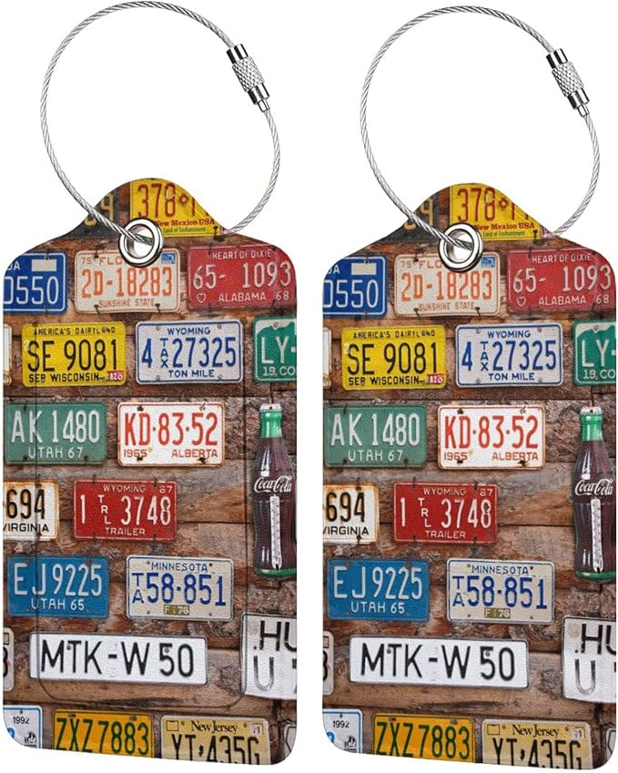 2 Pack Luggage Tags for Suitcases Women Men Kids, License Plates Bag Tags for by South+Feather