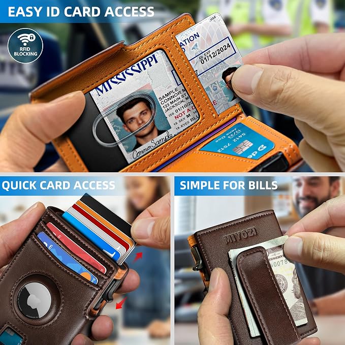 Airtag Wallet for Men, with Money Clip 10 Cards Metal Case Smart Slim Pop Up - Image 5