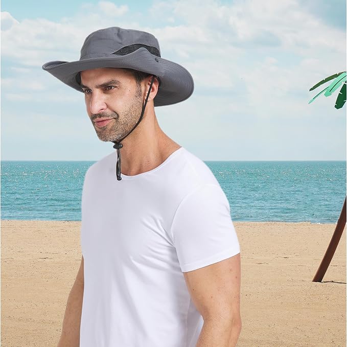 PFFY Sun Bucket Hats for Men Women 3” Wide Brim UPF 50+ Fishing & Beach Hat - Image 8