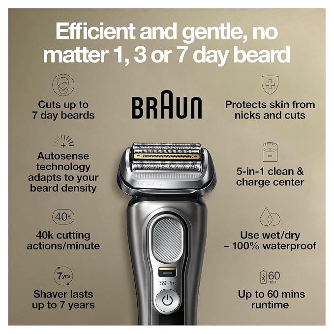 Braun Electric Razor for Men, Series 9 Pro 9465cc Wet & Dry Electric Foil Shaver - Image 2