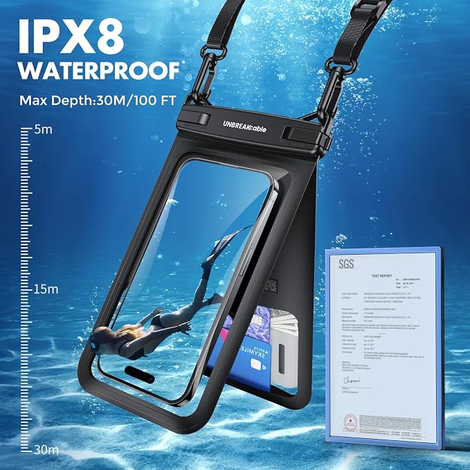 UNBREAKcable IPX8 Waterproof Phone Pouch 2-Pack, Double Space Waterproof Phone - Image 3