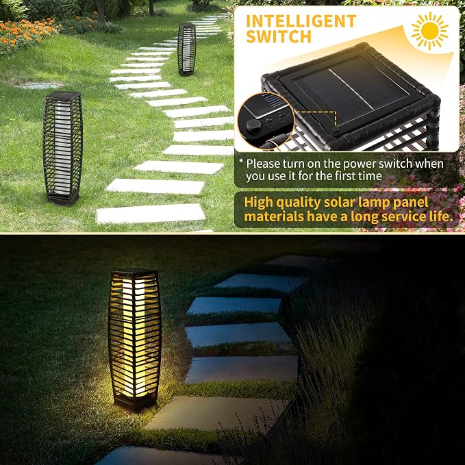 Solar Powered Outdoor Floor, 2 Piece Solar Outdoor Floor Lamps Lanterns - Image 2