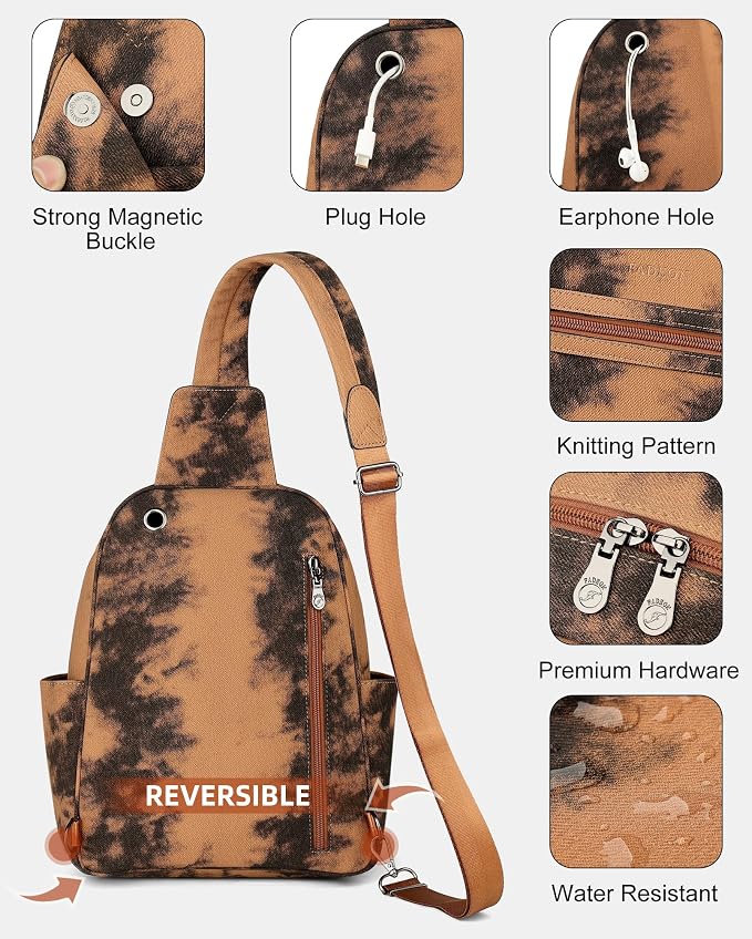 FADEON Large Sling Bag for Women, Leather Crossbody Purse Designer Anti Theft - Image 7