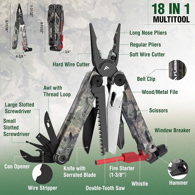 FLISSA Multitool, 18 in 1 Camo Multitool Pliers - Image 3