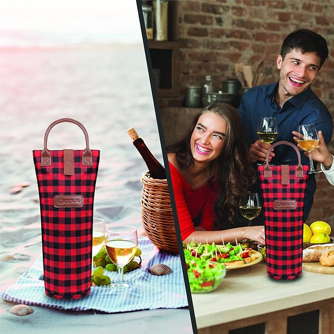 opux Wine Bag Single Bottle Carrier Tote, Insulated Travel Wine Cooler Bag - Image 7