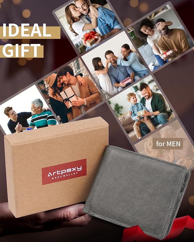 Mens Wallet Bifold Genuine Leather RFID Blocking Wallet - Image 6