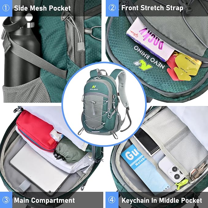 N NEVO RHINO Hiking Backpack 20L Water Resistant Outdoor Day Pack, Lightweight - Image 3