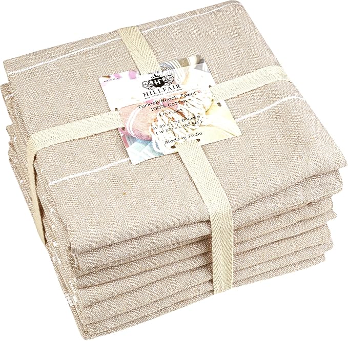 HILLFAIR Cotton Turkish Beach Towels, Quick Dry Lightweight Sand Free Peshtemal - Image 5