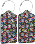 Sugar Skull Cat 2 Pack Luggage Tag by SKYDAWNY