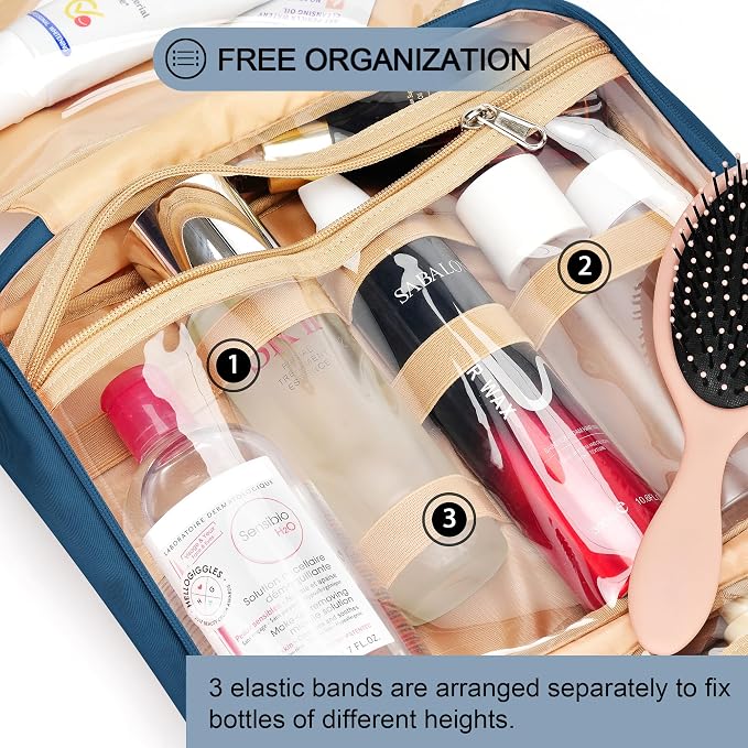 Travel Hanging Toiletry Bag for Women, Large Makeup Bag 8 Leak Proofing - Image 6