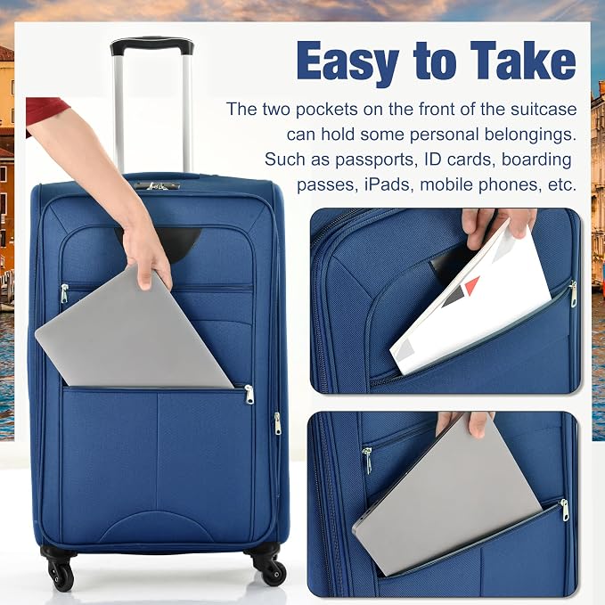 Merax Softside Luggage Set Softshell Lightweight 3 Piece Spinner Suitcase - Image 7