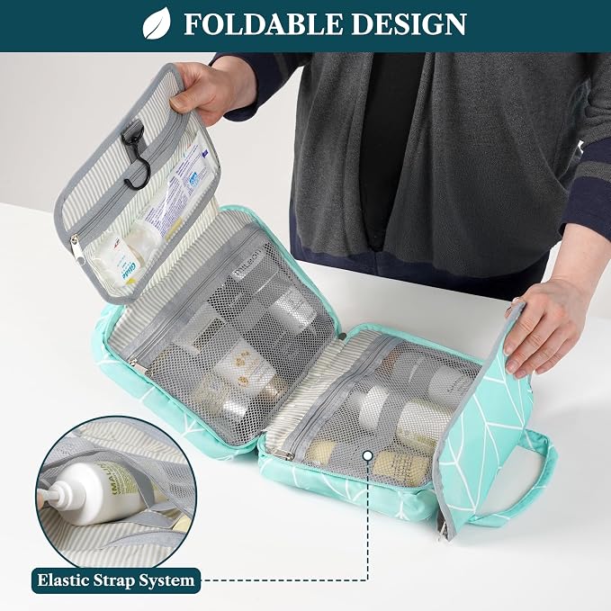 PAVILIA Hanging Toiletry Bag Travel Bag Women Men, Foldable Cosmetic Organizer - Image 4