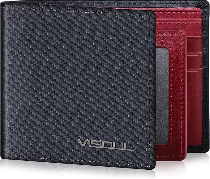 VISOUL Wallet for Men with 2 ID Windows 8 Credit Card Slots 2 Cash Compartments by VISOUL
