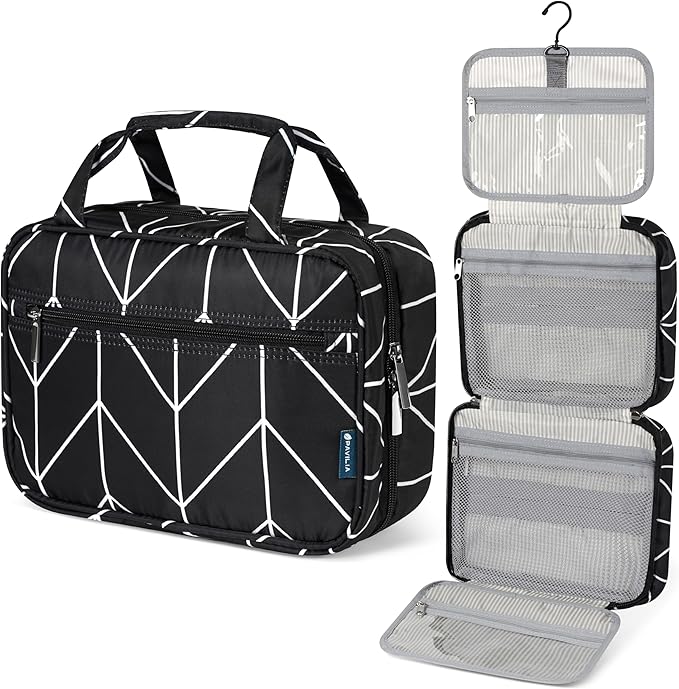 PAVILIA Hanging Toiletry Bag Travel Bag Women Men, Foldable Cosmetic Organizer by PAVILIA