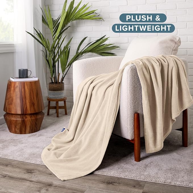 Bare Home Lightweight Polar Fleece Blanket Sand Full/Queen - Image 6