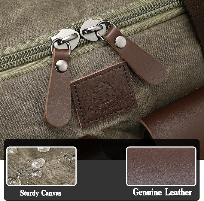 Waxed Canvas Duffle Bag for Men 50L Travel Duffel Bags Expandable Genuine - Image 6
