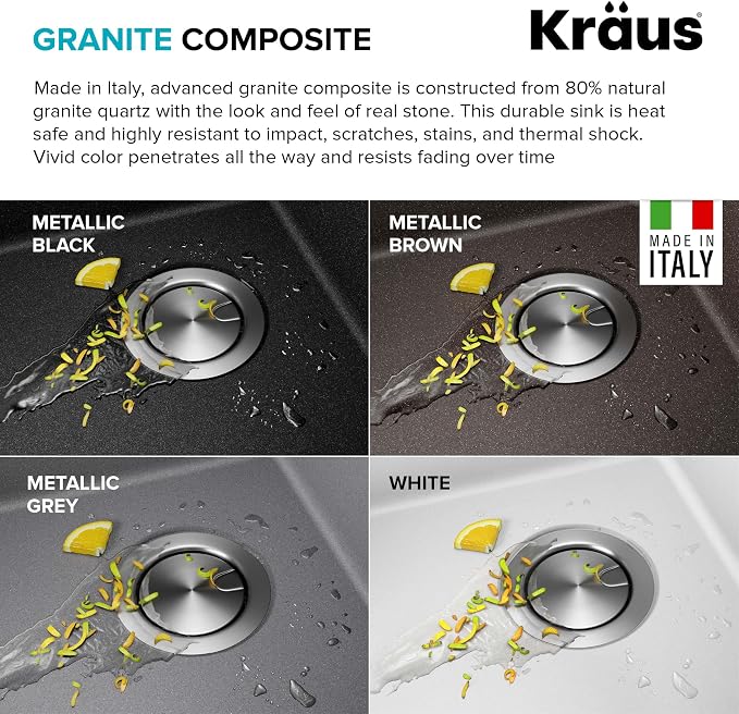 KRAUS Bellucci 25-inch Granite Workstation Drop In Top Mount Single Bowl - Image 6