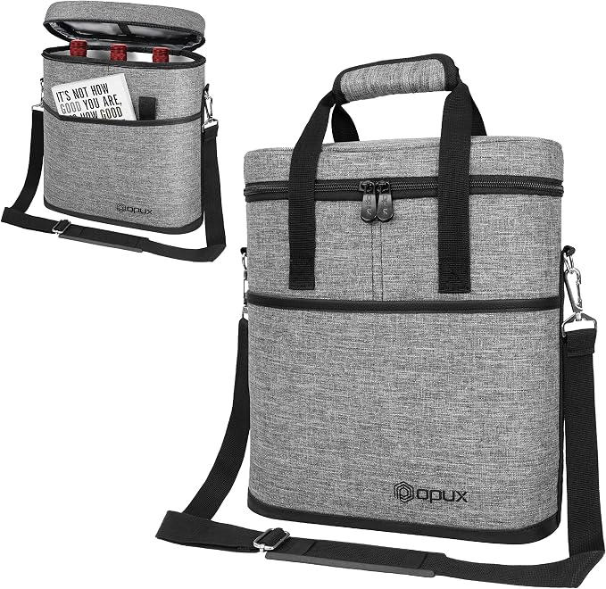 OPUX 3 Bottle Insulated Leakproof Wine Cooler Bag, Portable Wine Bottle - Image 8