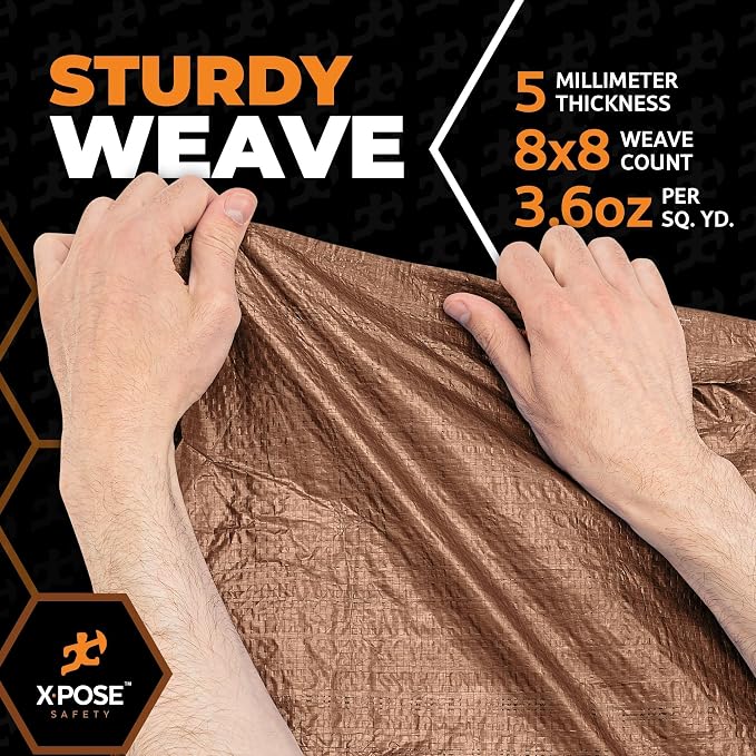Multipurpose Protective Cover Brown Poly Tarp 8' x 12' - Image 5