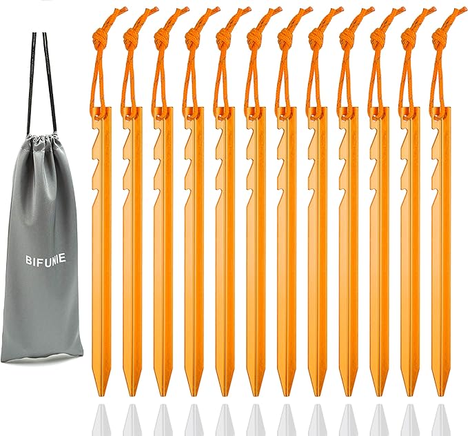 Aluminum Alloy Tent Stakes Pegs, Lightweight Metal Stakes Pegs by BIFUNIE