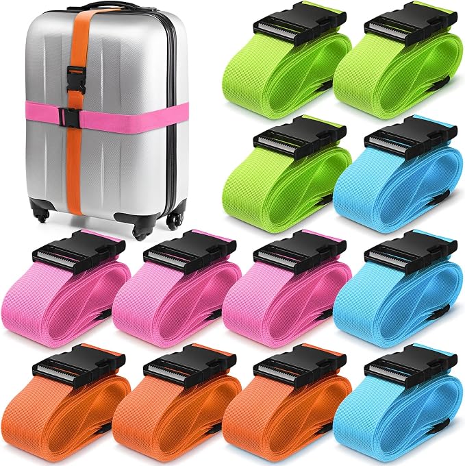 Eccliy 12 Pack Luggage Straps Suitcase Belts Wide Adjustable Packing Straps by Eccliy