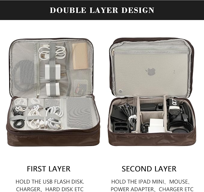 Electronics Accessories Organizer Bag, Waterproof Double LayerTravel Cable - Image 4
