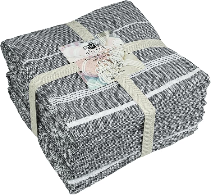 HILLFAIR Cotton Turkish Beach Towels, Quick Dry Lightweight Sand Free Peshtemal - Image 5