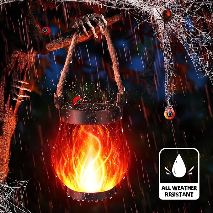 Halloween Solar Flame Lantern Hanging Outdoor Waterproof Purple - Image 7