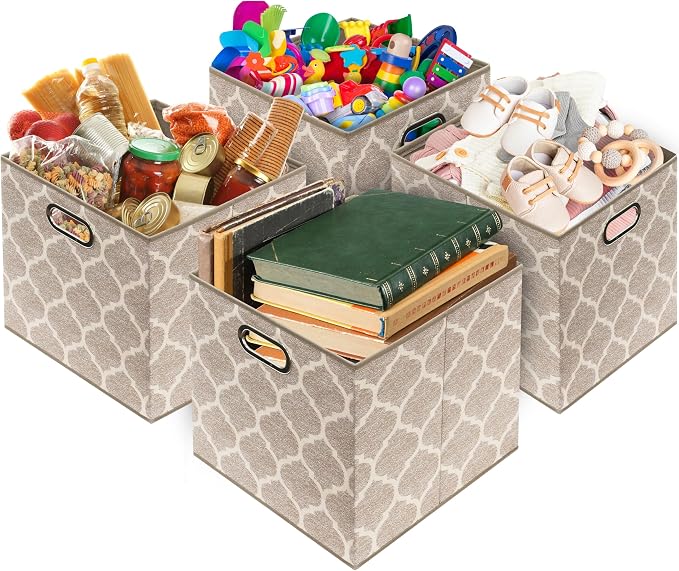 SIMPLE HOUSEWARE 13-Inch Collapsible Fabric Cube Storage Bin - Image 5