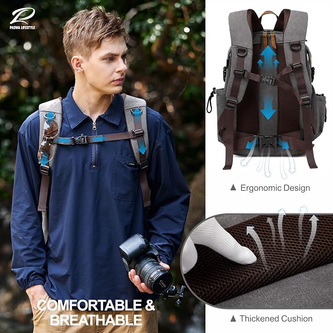 Padwa Lifestyle Gray Camera Backpack - Image 4