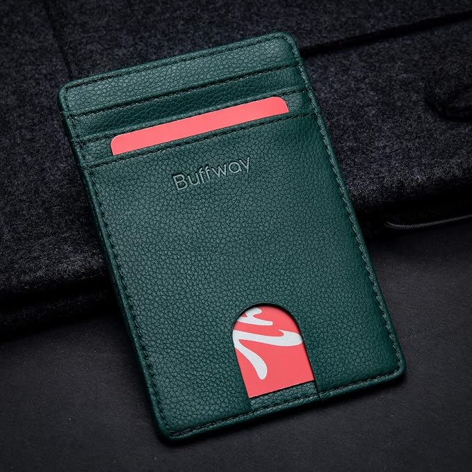 Buffway Mens Slim Wallet, Minimalist Thin Front Pocket Leather Credit Card - Image 4