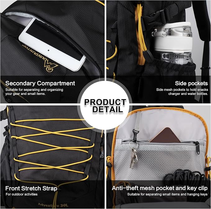 MOUNTAINTOP Hiking Backpack, 30L Camping Backpack, Men Women Hiking Daypack - Image 5
