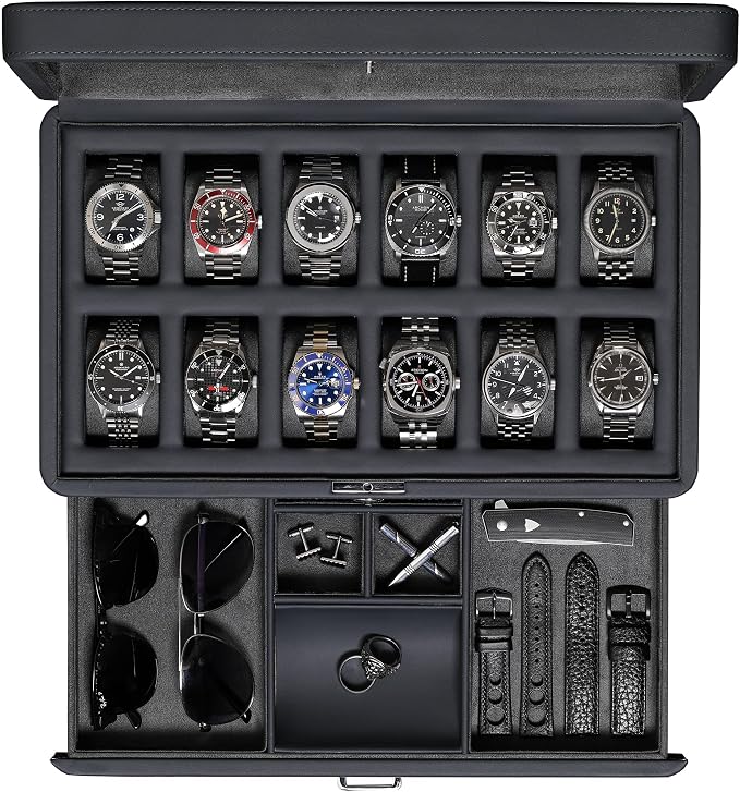 ROTHWELL Luxury Watch Box for 12 Watches – PU Leather Watch Box by RothwellSanFrancisco