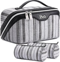 Travel Makeup Bag for Women: Large Capacity Open Flat Make up Bag Set of 3 by BOYATU