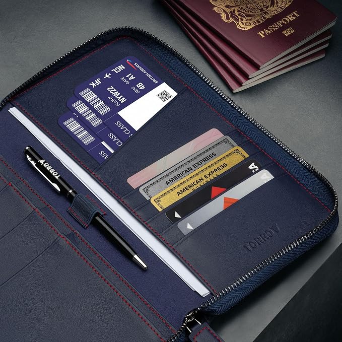 TORRO Premium Leather Family Travel Wallet, RFID Blocking Travel Organizer - Image 4